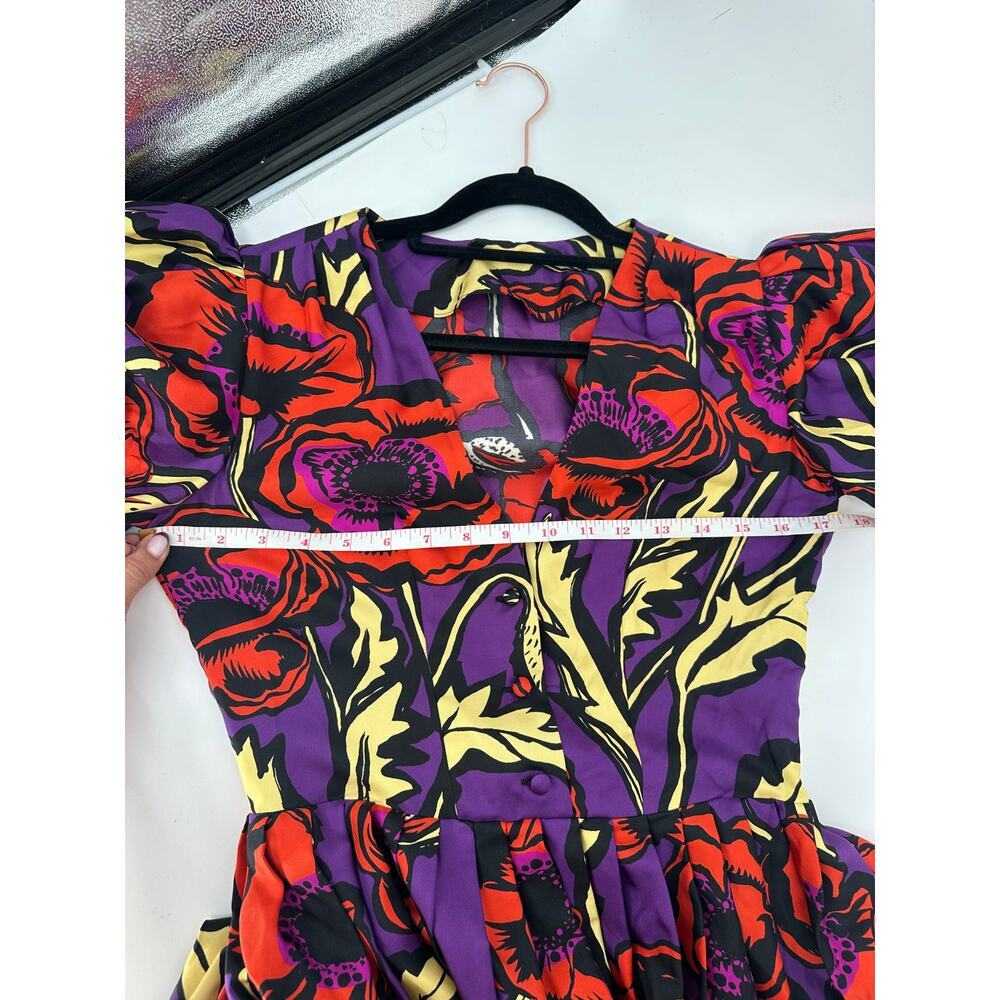LA DoubleJ Purple Maxi Dress with Red Floral Print and Yellow Leaves - Picture 6 of 8